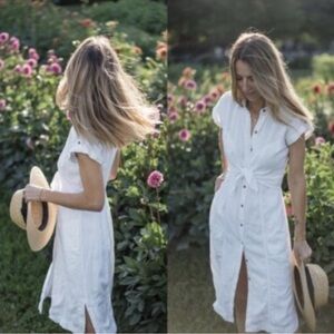 Anthropologie Maeve Elegant White Button-Down Dress